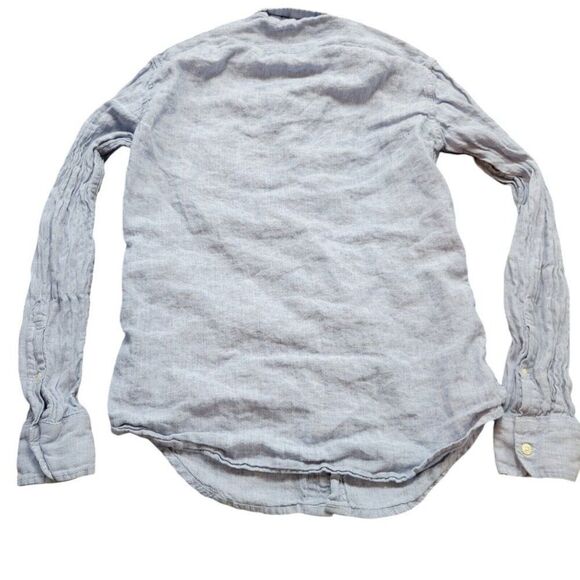 J Crew Shirt Mens Small Blue Slim Fit Linen Blend Long Sleeve Button Up Preppy - Picture 6 of 8